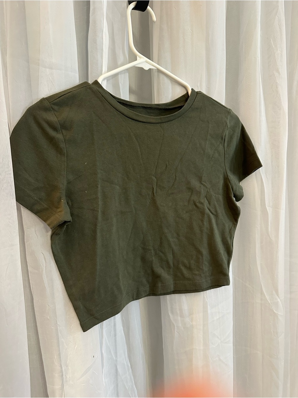 Wild Fable Dark Green Short Sleeve Crew Neck Crop Top - Picture 1 of 7